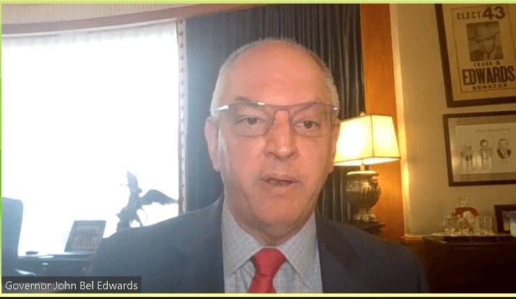 Governor John Bel Edwards speaking at BGR Virtual Breakfast Briefing 12-17-2021